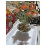 VTG CHINESE JADE & GLASS CHERRY BLOSSOM BONSAI