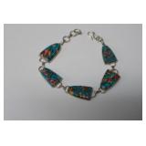 15.8G STERLING SILVER MULTI STONE MOSAIC BRACELET