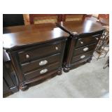 PAIR CHERRY FINISH 2 DWR NIGHTSTANDS