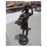 HEAVY BRONZE ART NOUVEAU  LADY SCULPTURE