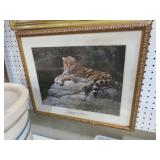 FRAMED ARTIST SIGNED  JAGUAR PRINT