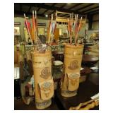 (2) LEATHER NATIVE AMERICAN BAGS W/ ARROWS