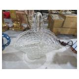 MID CENTURY BULLSEYE BRIDES  GLASS BASKET