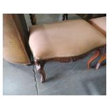 WOOD CARVED QUEEN ANN LEG PADDED OTTOMAN