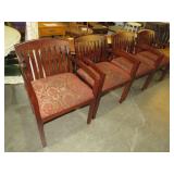 (4) SOLID WOOD PADDED SET CHAIRS