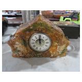 HEAVY LUCITE STYLE GOLD FLECK TBL CLOCK ELECTRIC
