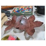 (2) METAL LEAF CENTERPIECE TRAYS