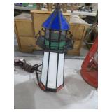 ELECTRIC STAINED GLASS LIGHTHOUSE ACCENT LAMP