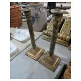 (2) VINTAGE ORNATE BRASS CANDLE STICK STANDS