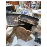 MID CENTURY STYLE TRAYS & WASTE CAN