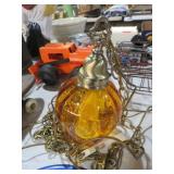 VTG AMBER HANGING CHAIN LAMP