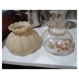 VIN. BRISTOL & HAND PAINTED GLASS HURRICANE GLOBES