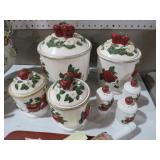 VTG KMC CERAMIC APPLE CANNISTER SET WITH SHAKERS
