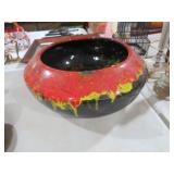 15" RD GLAZED POTTERY PLANTER