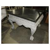 WOOD CLAW FOOTED ORNATE SIDE  TABLE