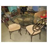 BEVEL GLASS TOP METAL BASE  TBL W/ (4) CHAIRS