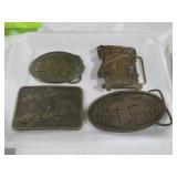 (4) VINTAGE BRASS BELT BUCKLES