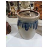 VINTAGE QUART CROCK WITH COBALT DRIP