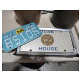 VINTAGE TENN HOUSE LICENSE PLATE & MOTORCYCLE TAG