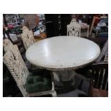 RD PEDESTAL DINING TBL W/(4) ORNATE CARVED CHAIRS