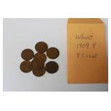 (8) 1909 P LINCOLN WHEAT PENNIES