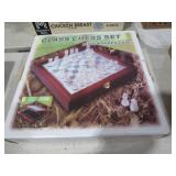 GLASS CHESS SET W/ WOOD CASE