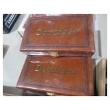 (2) DOMINOES LEATHER CASE SETS