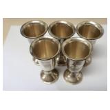 (5) WEIGHTED STERLING CORDIAL GLASSES