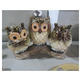 VTG CERAMIC HEAR, SPEAK, & HEAR NO EVIL OWLS