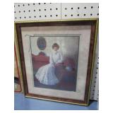 FRAMED ARTIST SIGNED VICTORIAN LADIES PRINT