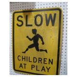 METAL SLOW CHILDREN AT PLAY SIGN