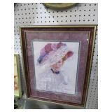FRAMED VICTORIAN LADIES PRINT ARTIST SIGNED