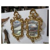 PAIR GOLD ORNATE FRAMED WALL MIRRORS