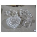COLL. OF GLASS TRINKET BOXES, TRAYS CANDLE HOLDERS