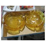 (2) ANCHOR HOCKING MCM SORENO AMBER ASHTRAYS