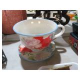 FLORAL TEA CUP & SAUCERS , FLOWER POT