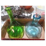 BLUE & GREEN GLASS DECANTERS
