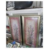 PAIR GOLD ORNATE FRAMED FLORAL PRINTS