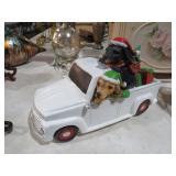 RESIN TRUCK W/ DOGS & CHRSTMAS ITEMS
