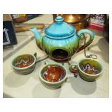 CERAMIC TREAPOT BIRDFEEDER & SAUCERS