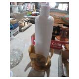 POTTERY BOTTLE W/ BRASS HOLDER