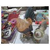 RESIN ROOSTER & HEN STATUES