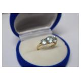 2.9 GR 10K GOLD AQUAMARINE RING SIZE 6.5
