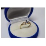 1.7 GR 10K GOLD AMETHYST & DIAMOND RING SIZE 7