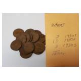 16 TOTAL 1930 P, D, S LINCOLN WHEAT PENNIES