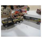 2 BUDDY L WRECKERS, ALLIANCE TRAILER W/ RACE CAR