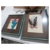2 FRAMED PAPER CRAFT WALL HANGING NATIVE AMERICAN