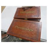 2 SETS OF DOMINOS IN LEATHER CASES