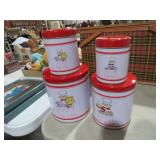 4 VIN METAL CHEF TINS, (CANISTER SET)