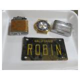 COLL. VTG LIGHTERS, WATCH FACE& BIKE PLATE
